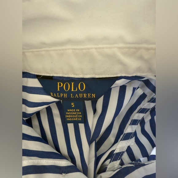 Polo Ralph Laurent Striped Blue and White Kids Dress with Belt - Picture 13 of 15
